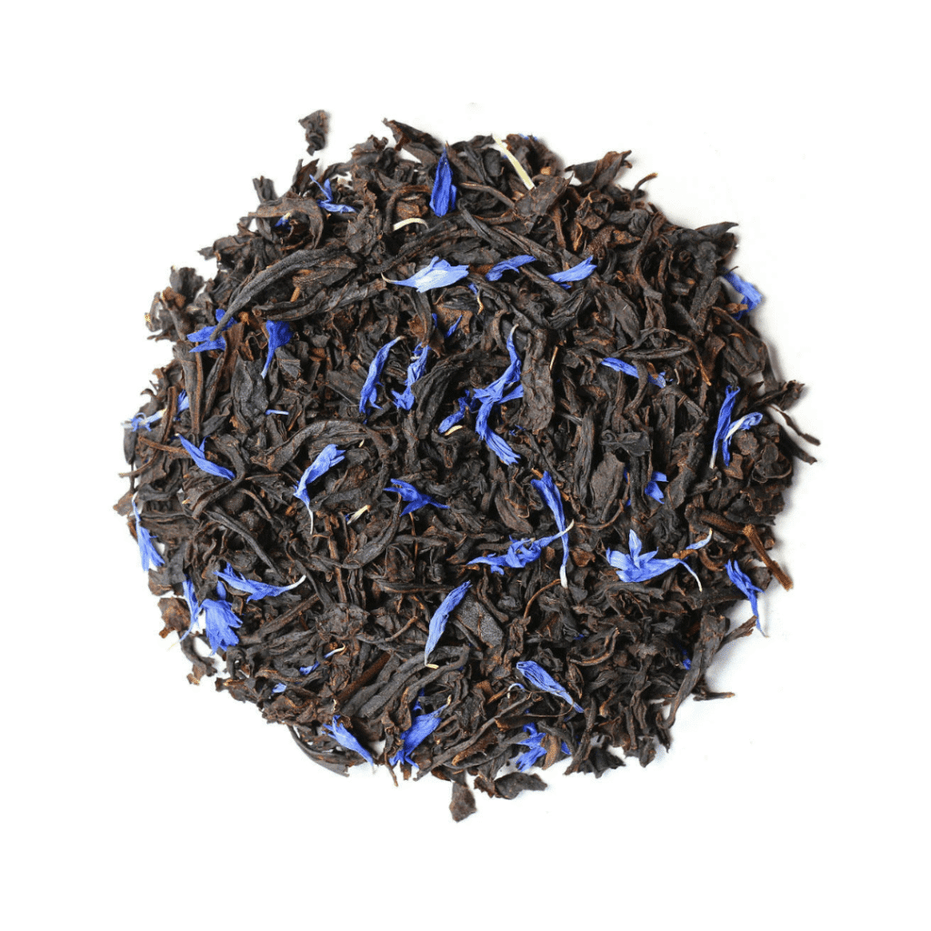 Must tee Earl Grey 100g – Tseiloni tee bergamoti ja rukkilille kroonlehtedega, värskendav maitse kerge mõrudusega